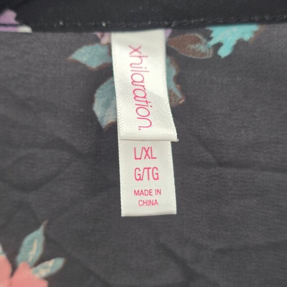 Xhilaration Black Floral Sheer Boho Flowy Beach Swim Cover Up Duster Kimono L/XL - Picture 6 of 7